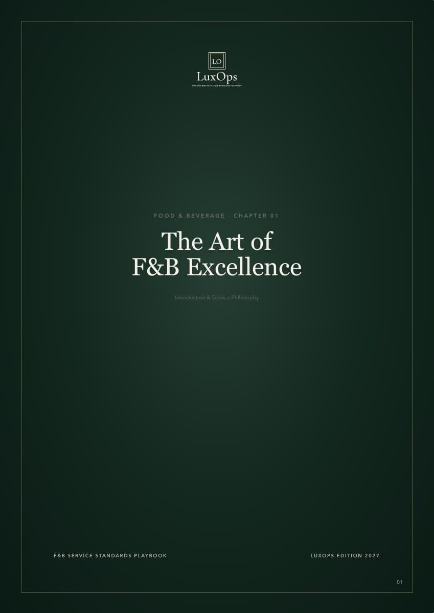 Food & Beverage SOP manual, 2027 edition
