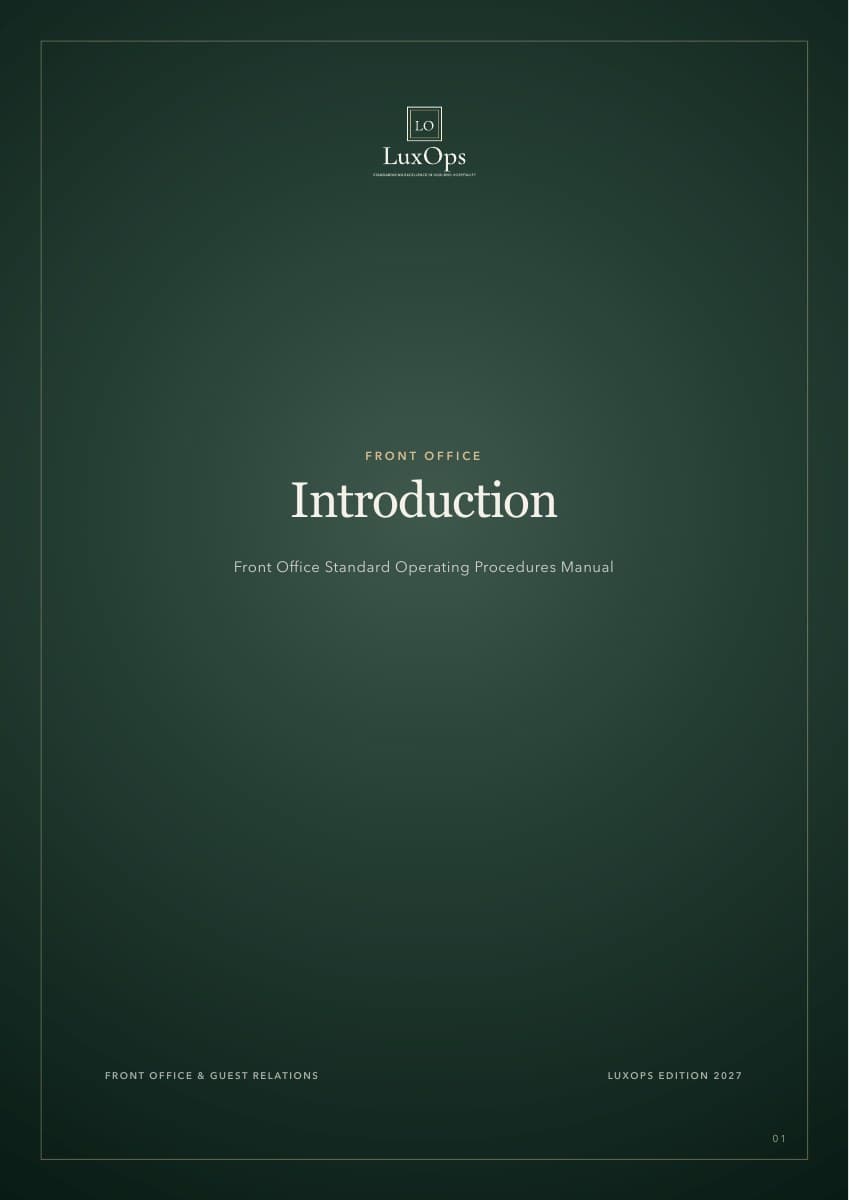 Front Office SOP manual, 2027 edition
