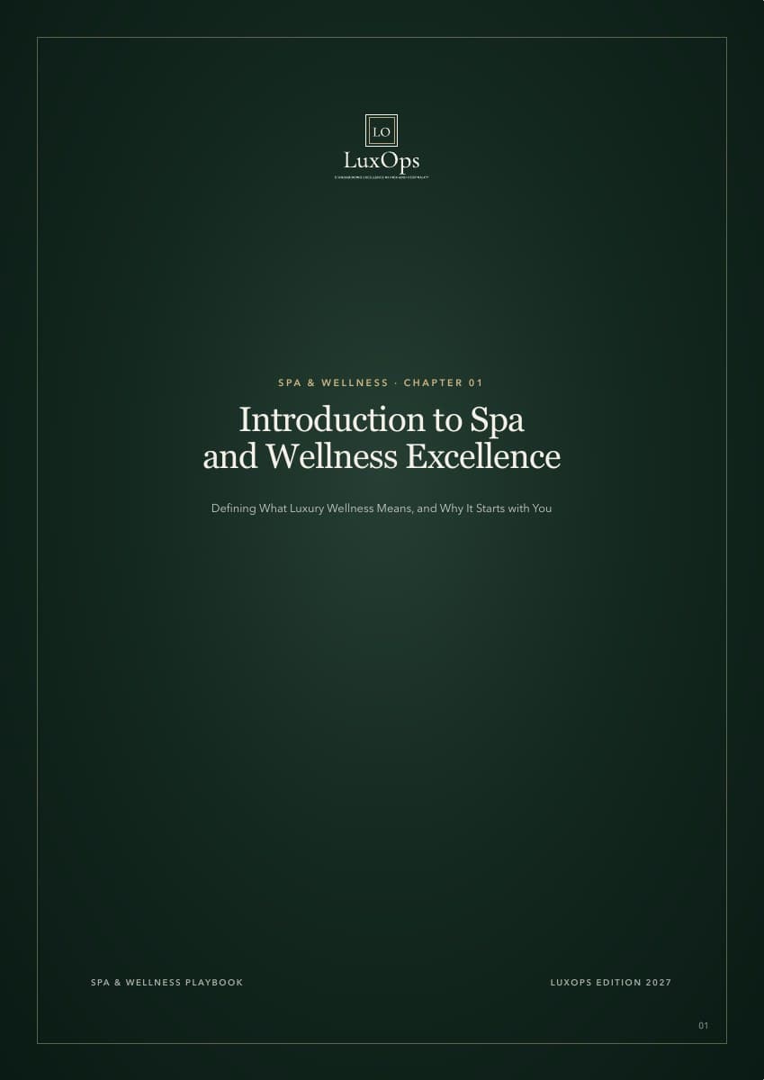 Spa & Wellness SOP manual, 2027 edition