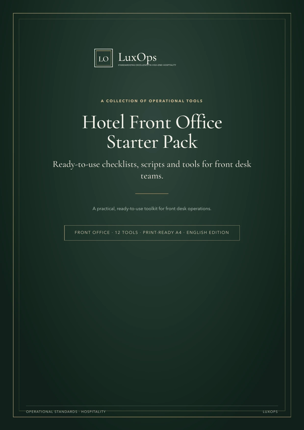Hotel Front Office Starter Pack